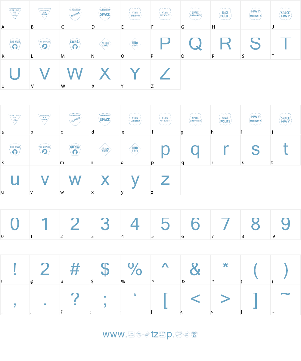 KR Kinda Spacey Font Character